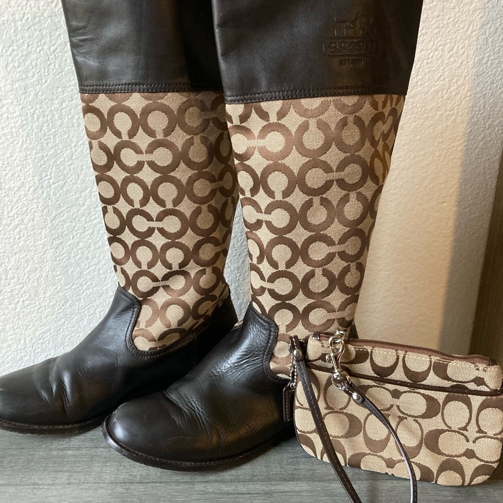 Coach riding boots with matching wristlet